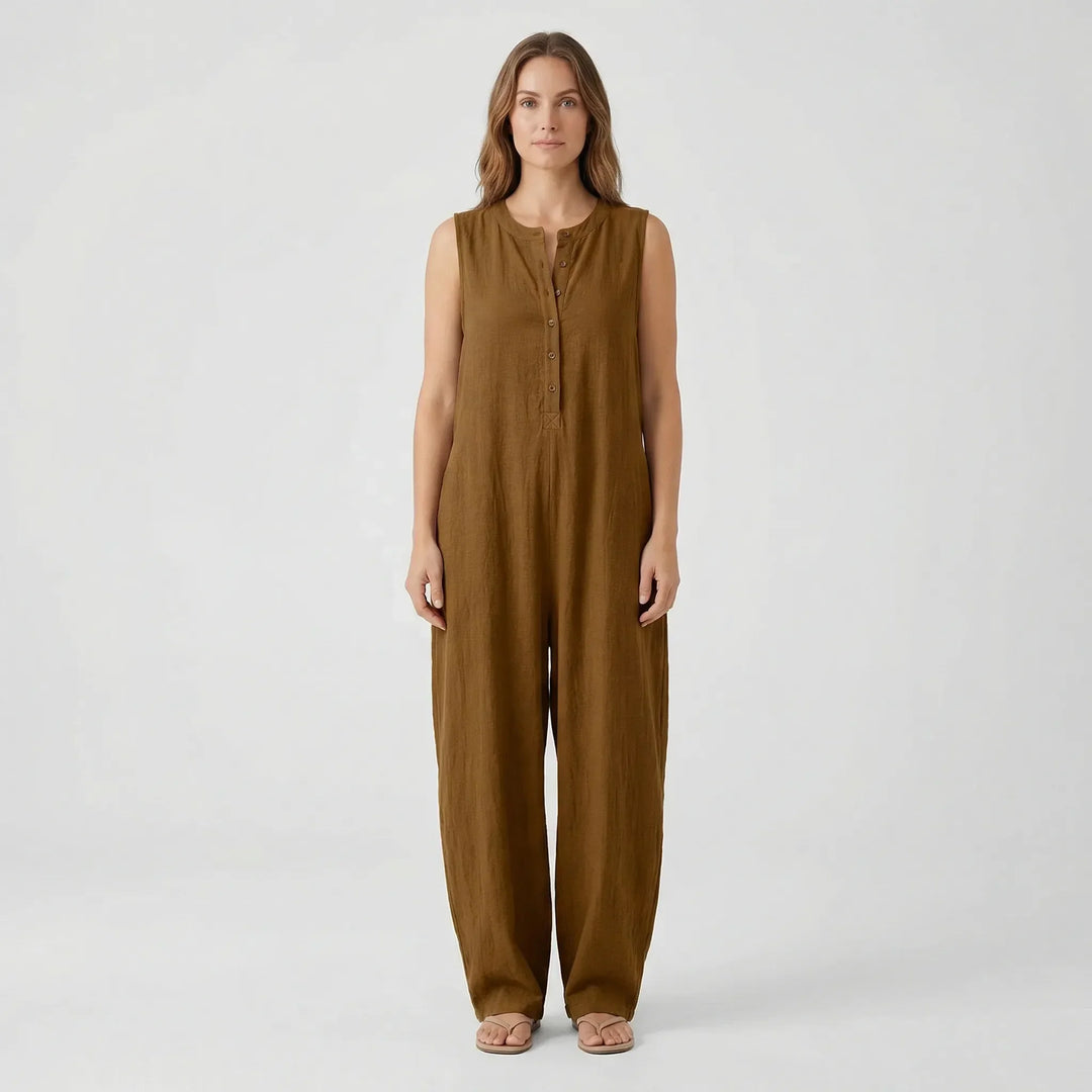 Ärmelloser Jumpsuit Mit Kapuze Und Knopfleiste - Priscilla