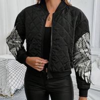 Trendy Black Women's Bomber Jacket with Zipper - Rivka