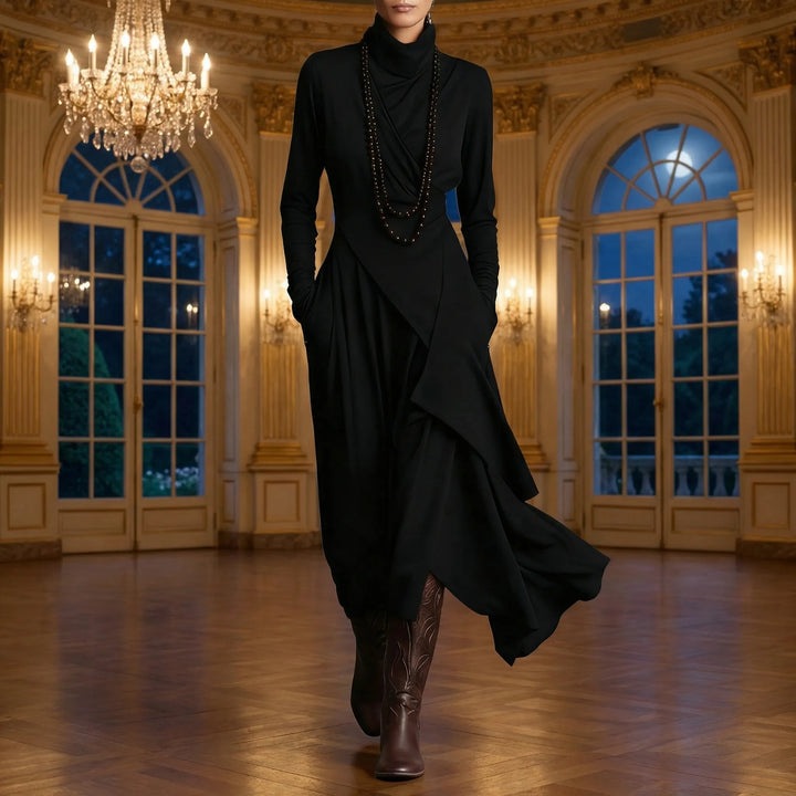 Asymmetrisches Maxikleid Mit Stehkragen - Tonya