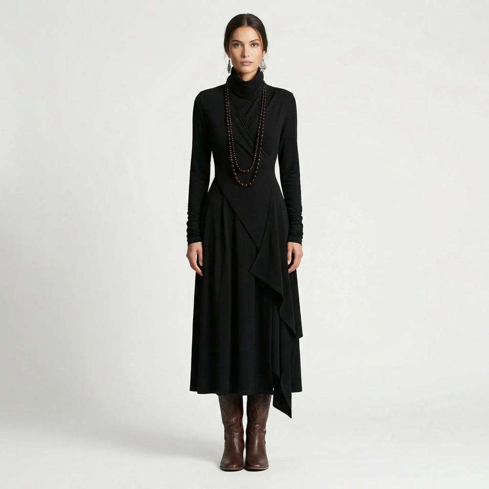 Asymmetrisches Maxikleid Mit Stehkragen - Tonya