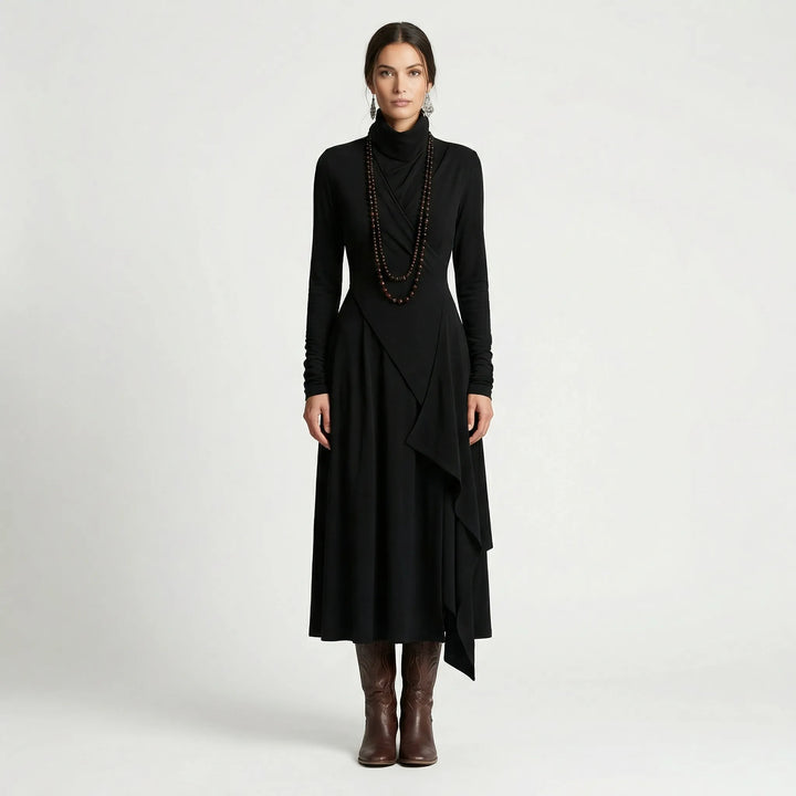 Asymmetrisches Maxikleid Mit Stehkragen - Tonya