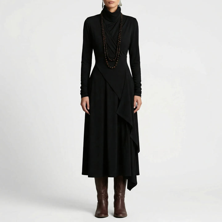 Asymmetrisches Maxikleid Mit Stehkragen - Tonya