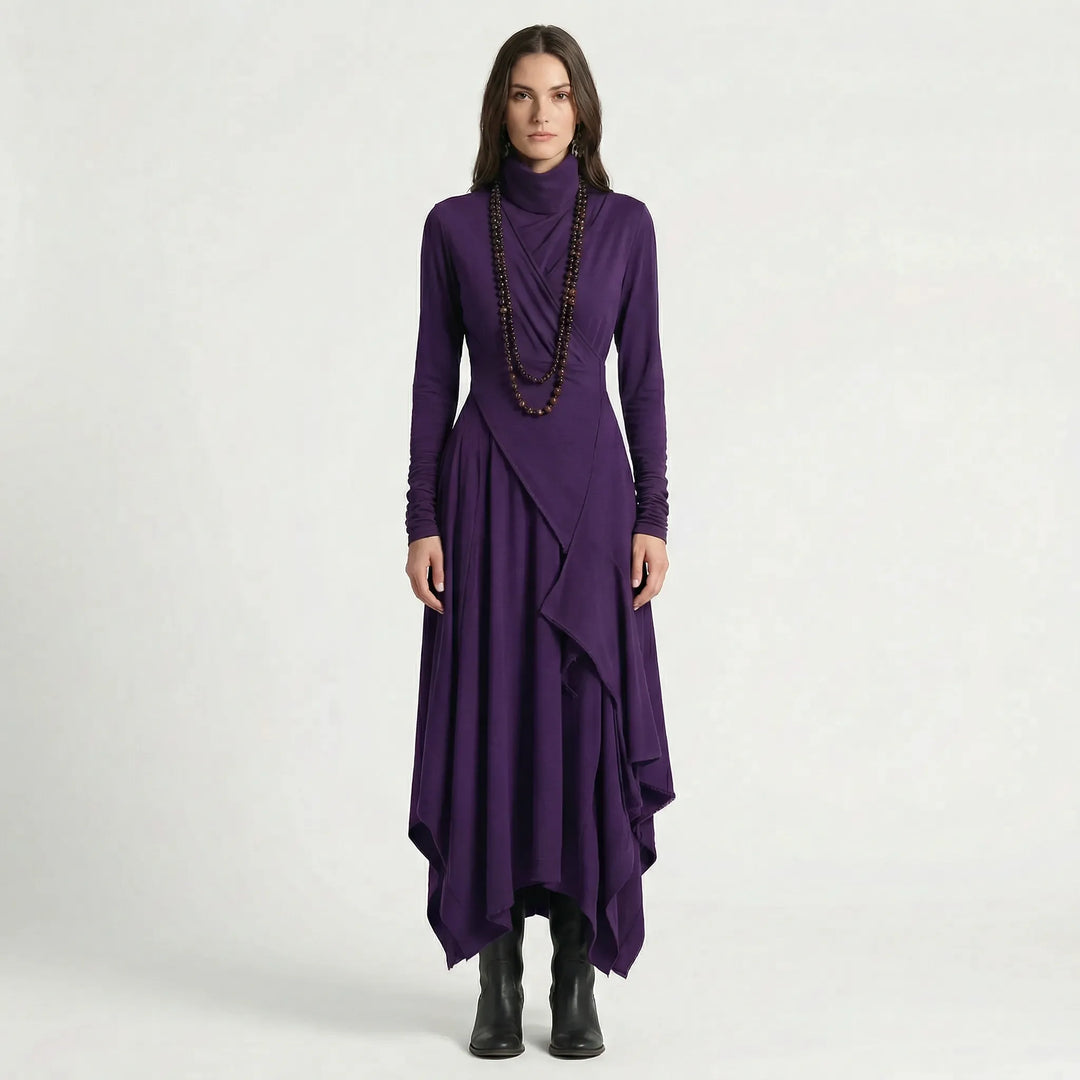 Asymmetrisches Maxikleid Mit Stehkragen - Tonya
