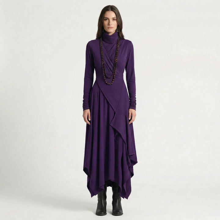 Asymmetrisches Maxikleid Mit Stehkragen - Tonya