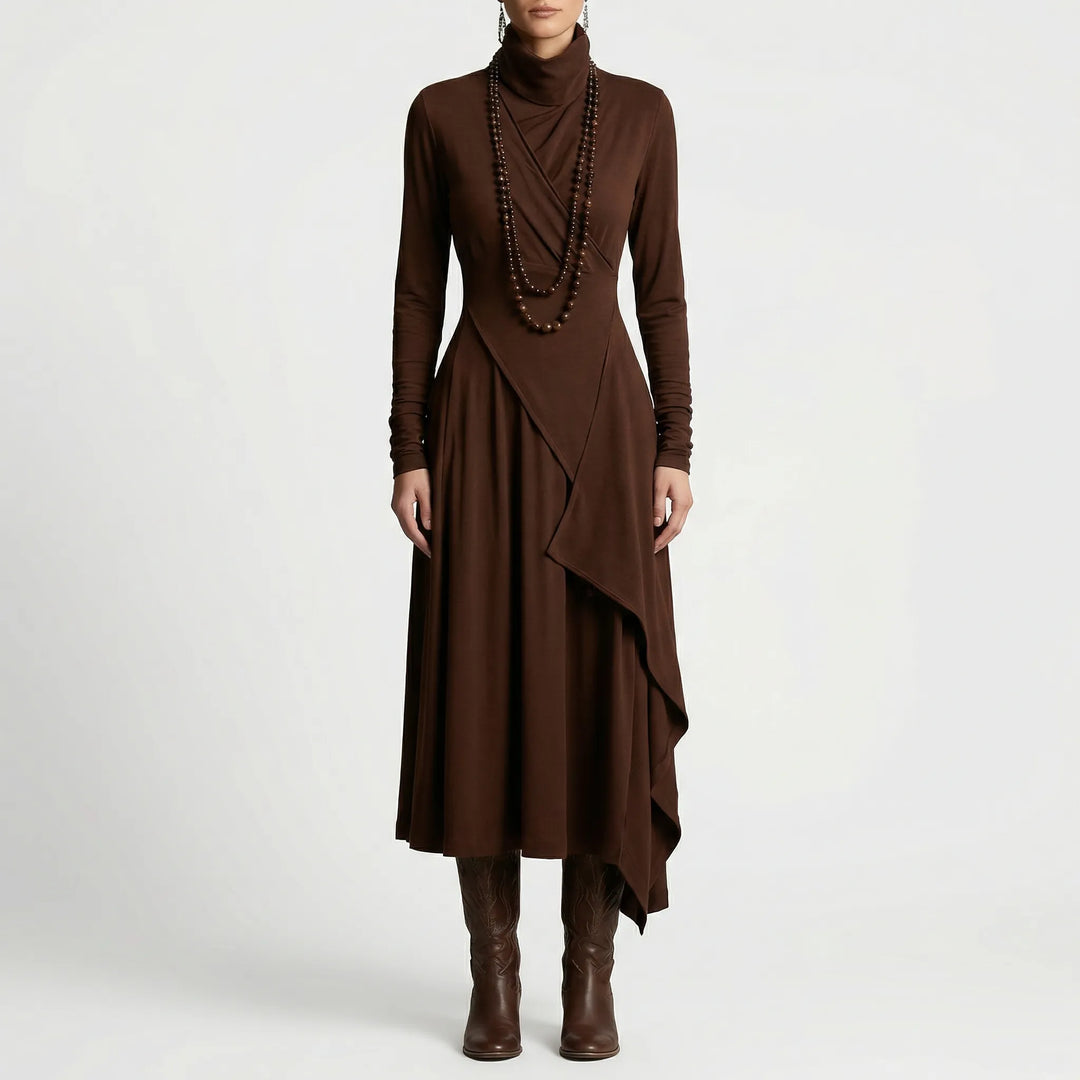 Asymmetrisches Maxikleid Mit Stehkragen - Tonya