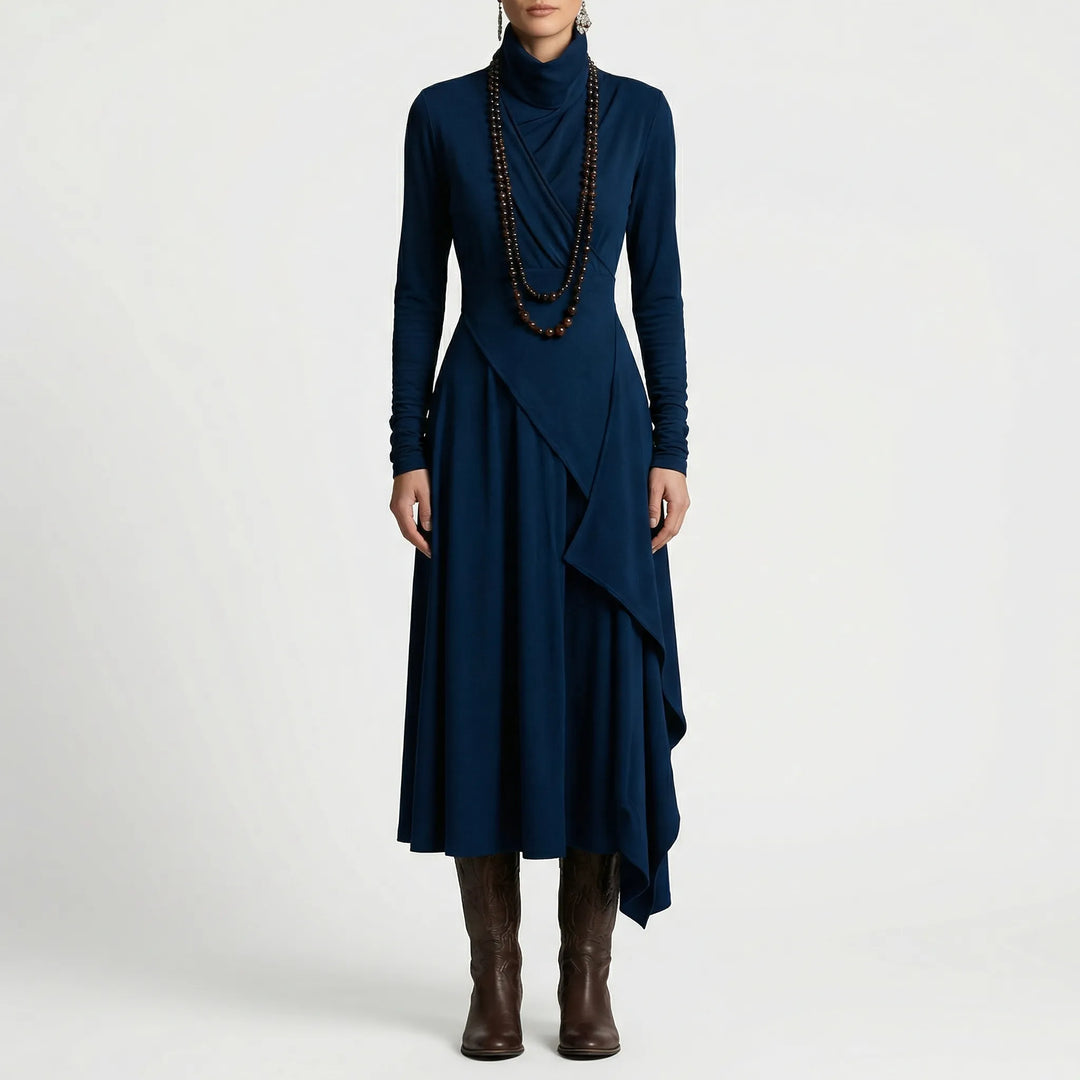 Asymmetrisches Maxikleid Mit Stehkragen - Tonya