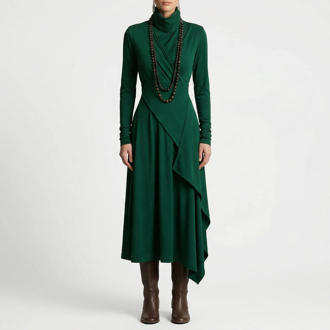 Asymmetrisches Maxikleid Mit Stehkragen - Tonya