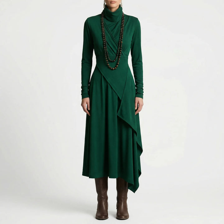 Asymmetrisches Maxikleid Mit Stehkragen - Tonya