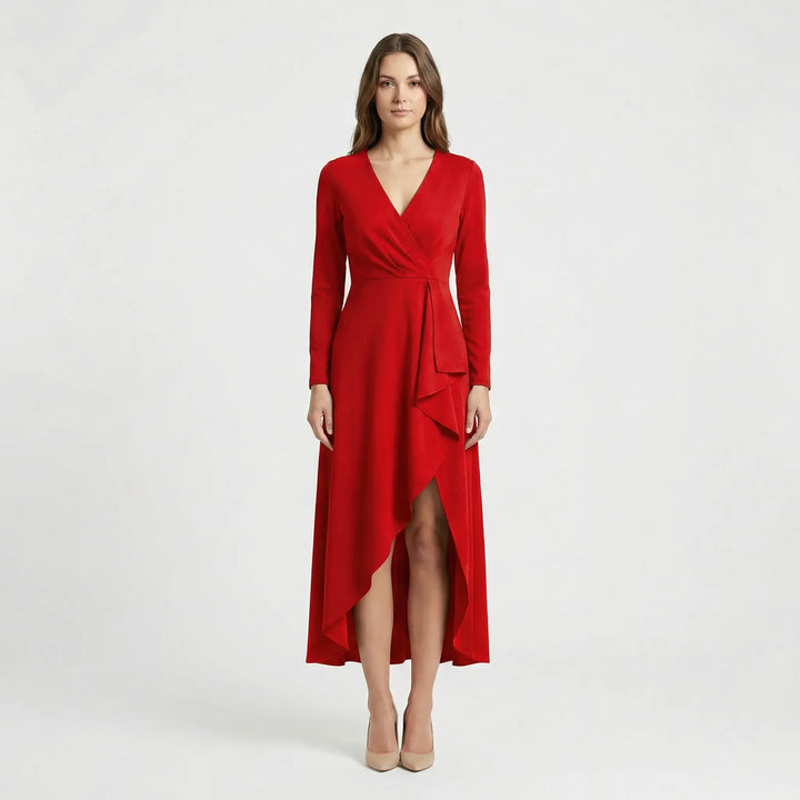 Asymmetrisches V Ausschnitt Kleid - Soraya
