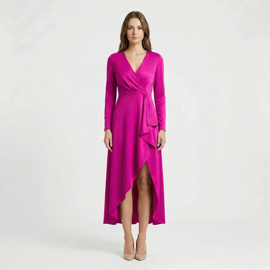 Asymmetrisches V Ausschnitt Kleid - Soraya