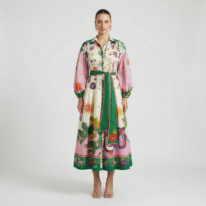Ausgestelltes Midi-Kleid Mit Grafischem Allover-Print - Natasha