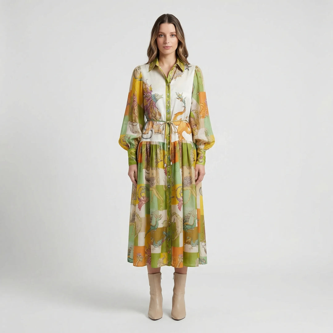 Ausgestelltes Midi-Kleid Mit Grafischem Allover-Print - Natasha