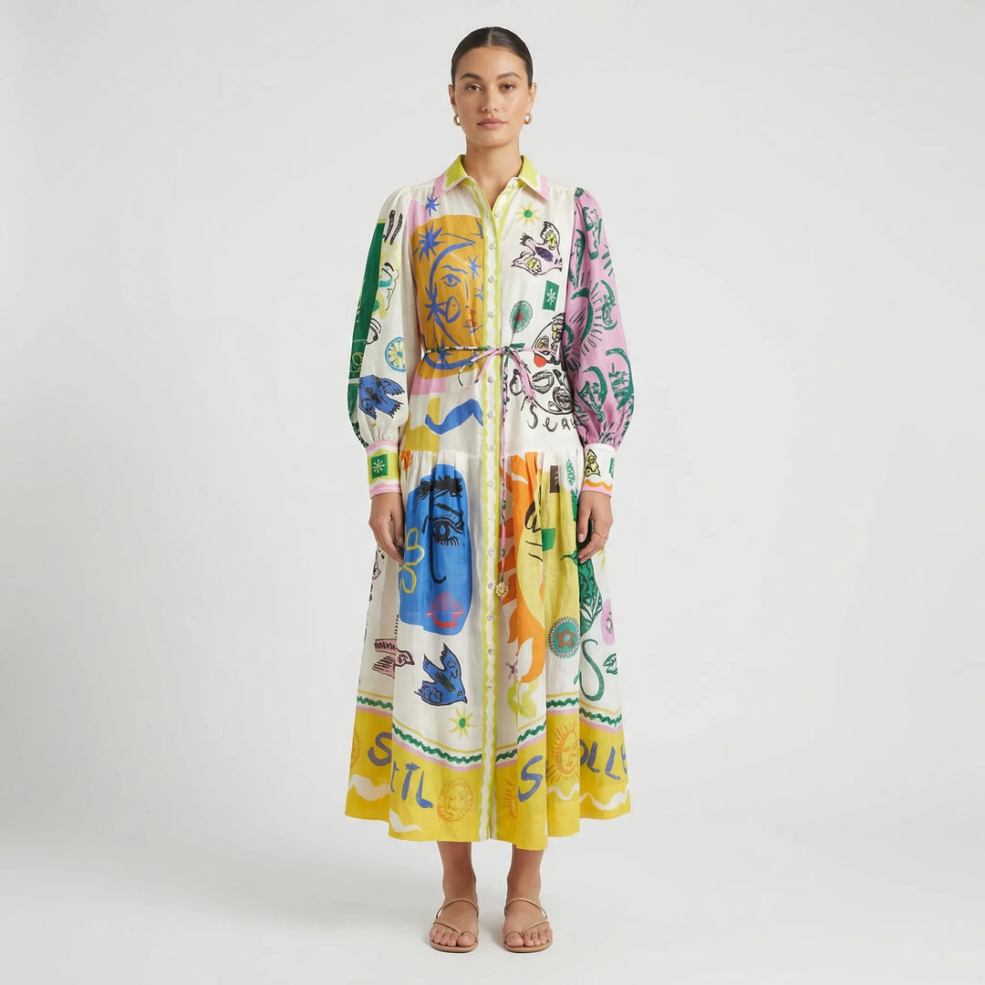 Ausgestelltes Midi-Kleid Mit Grafischem Allover-Print - Natasha