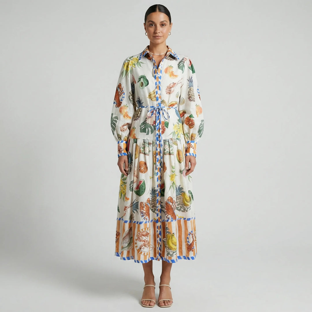 Ausgestelltes Midi-Kleid Mit Grafischem Allover-Print - Natasha