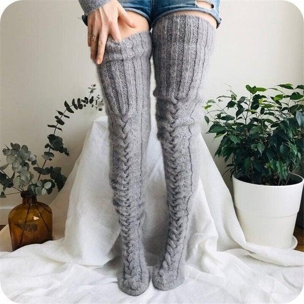 Hoge Gebreide Wollen Dames Sokken - WarmWool
