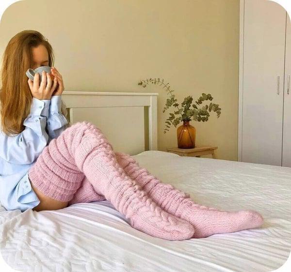 Hoge Gebreide Wollen Dames Sokken - WarmWool