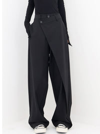 Asymmetrical Wide Women's Pants with Double Button – Noa