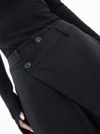Asymmetrical Wide Women's Pants with Double Button – Noa