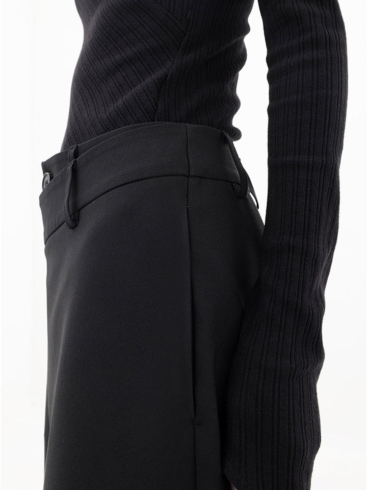 Asymmetrical Wide Women's Pants with Double Button – Noa