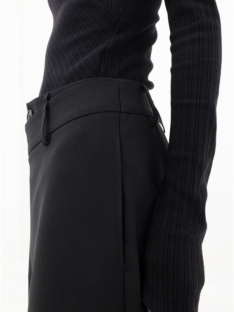 Asymmetrical Wide Women's Pants with Double Button – Noa