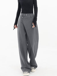 Asymmetrical Wide Women's Pants with Double Button – Noa