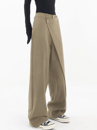 Asymmetrical Wide Women's Pants with Double Button – Noa