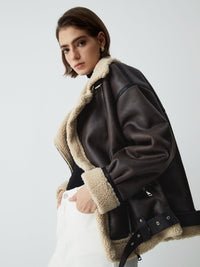 Bruine Leren Flight Jacket voor Dames - Mila
