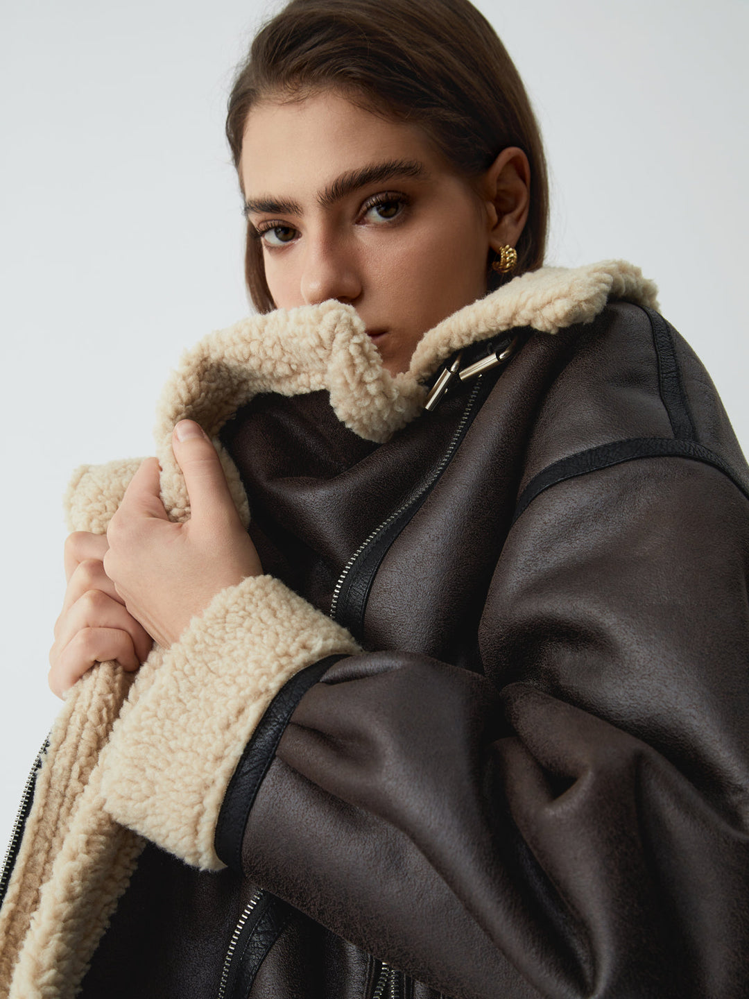 Bruine Leren Flight Jacket voor Dames - Mila