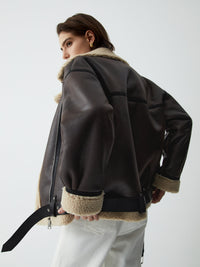 Bruine Leren Flight Jacket voor Dames - Mila