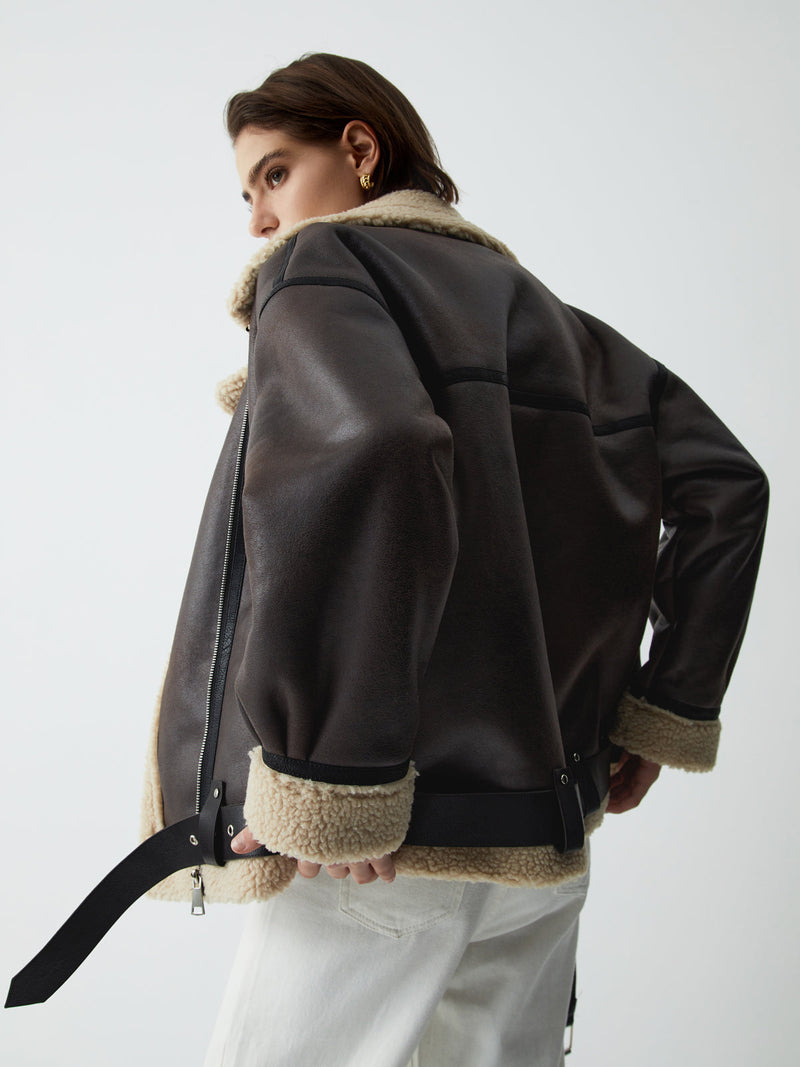 Bruine Leren Flight Jacket voor Dames - Mila