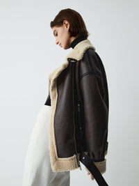 Bruine Leren Flight Jacket voor Dames - Mila