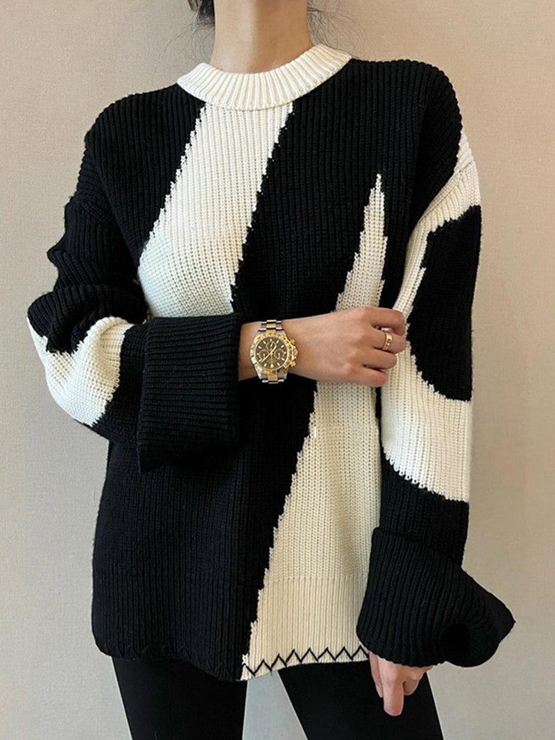 Oversized Zebra Print Sweater for Women - Lyla
