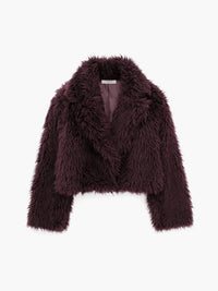 Fluffy Faux Fur Short Coat - Lina