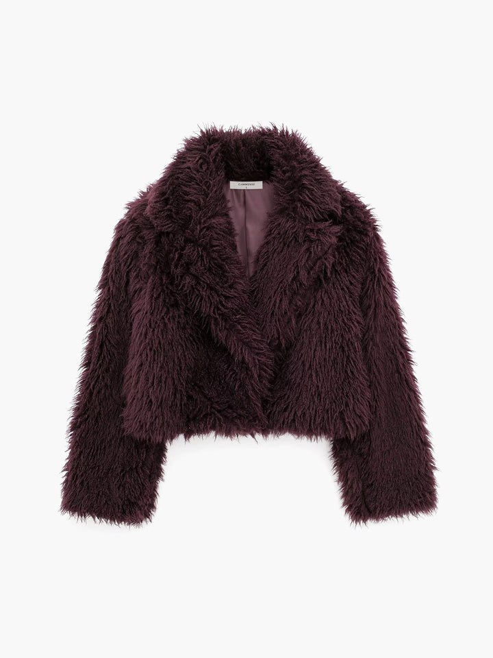 Fluffy Faux Fur Short Coat - Lina