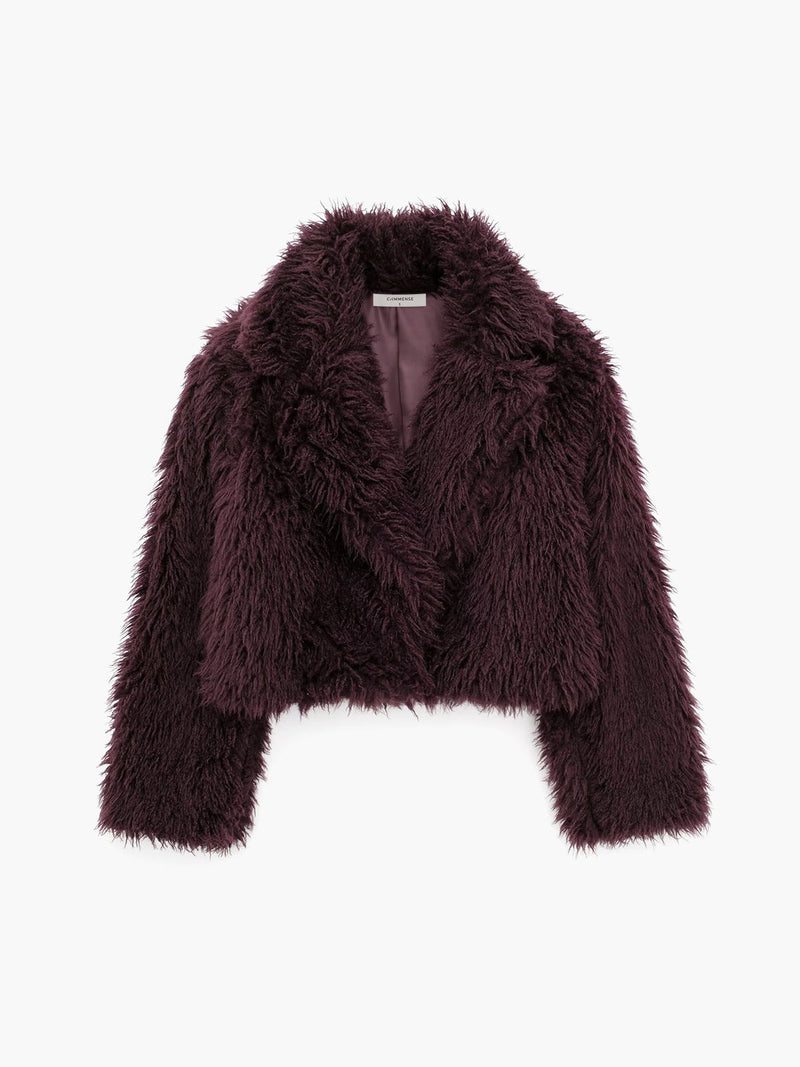 Fluffy Faux Fur Short Coat - Lina