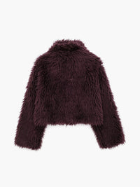 Fluffy Faux Fur Short Coat - Lina