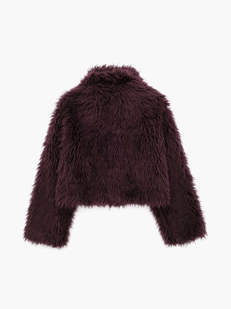 Fluffy Faux Fur Short Coat - Lina