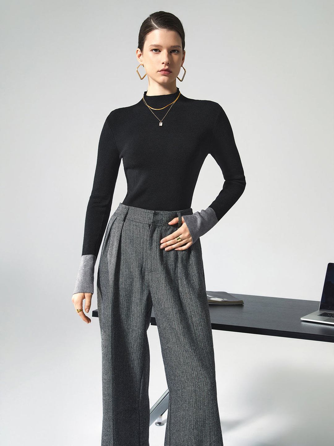 Long Sleeve Contrast Top voor Dames - Lana