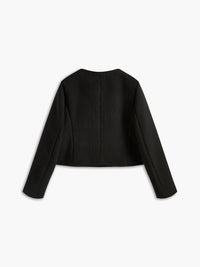 Zwarte Gouden Knoop Tweed Blazer - Camille