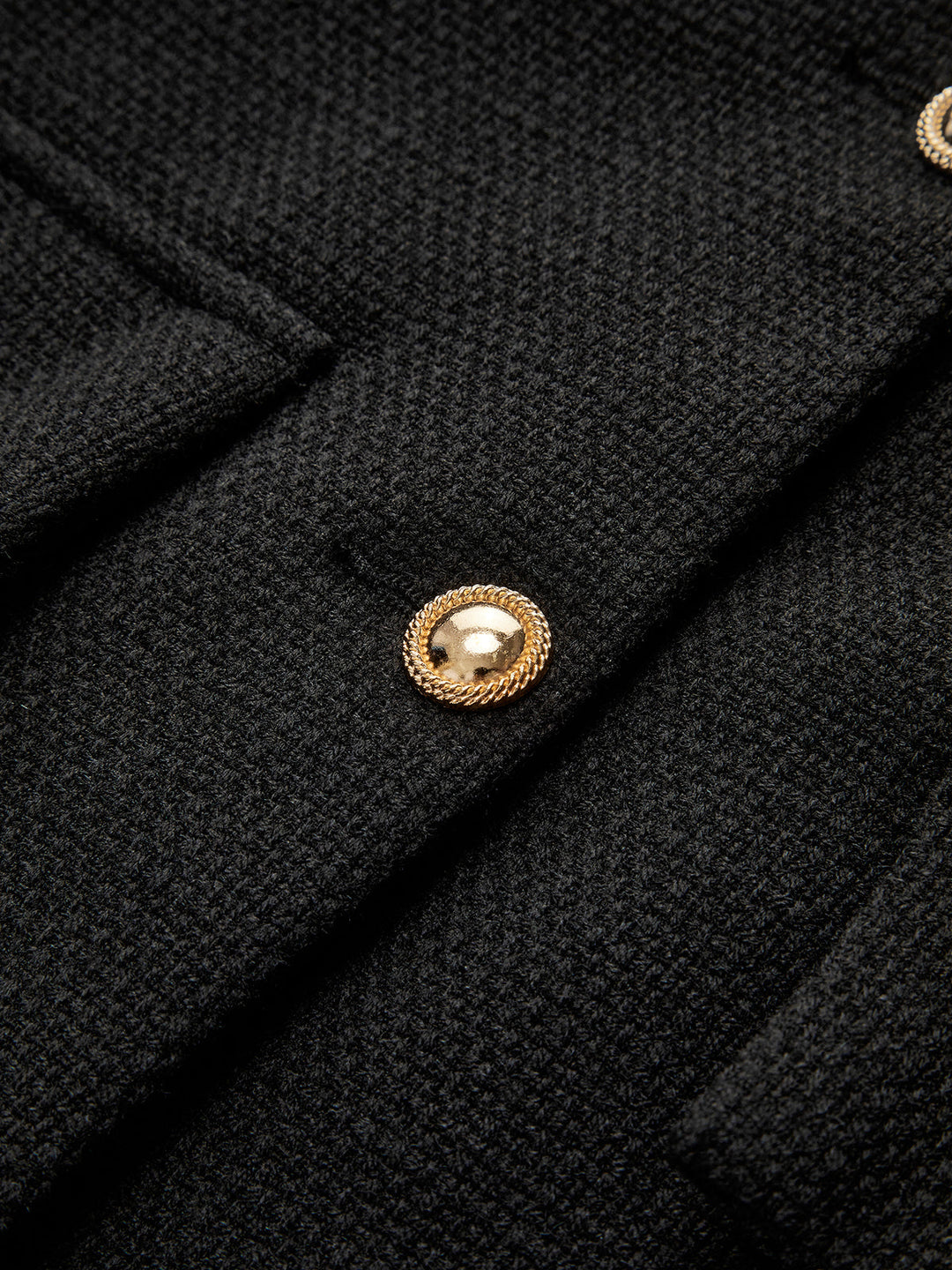 Zwarte Gouden Knoop Tweed Blazer - Camille