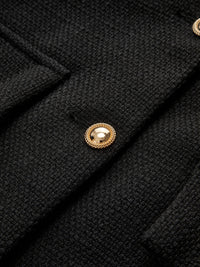 Zwarte Gouden Knoop Tweed Blazer - Camille