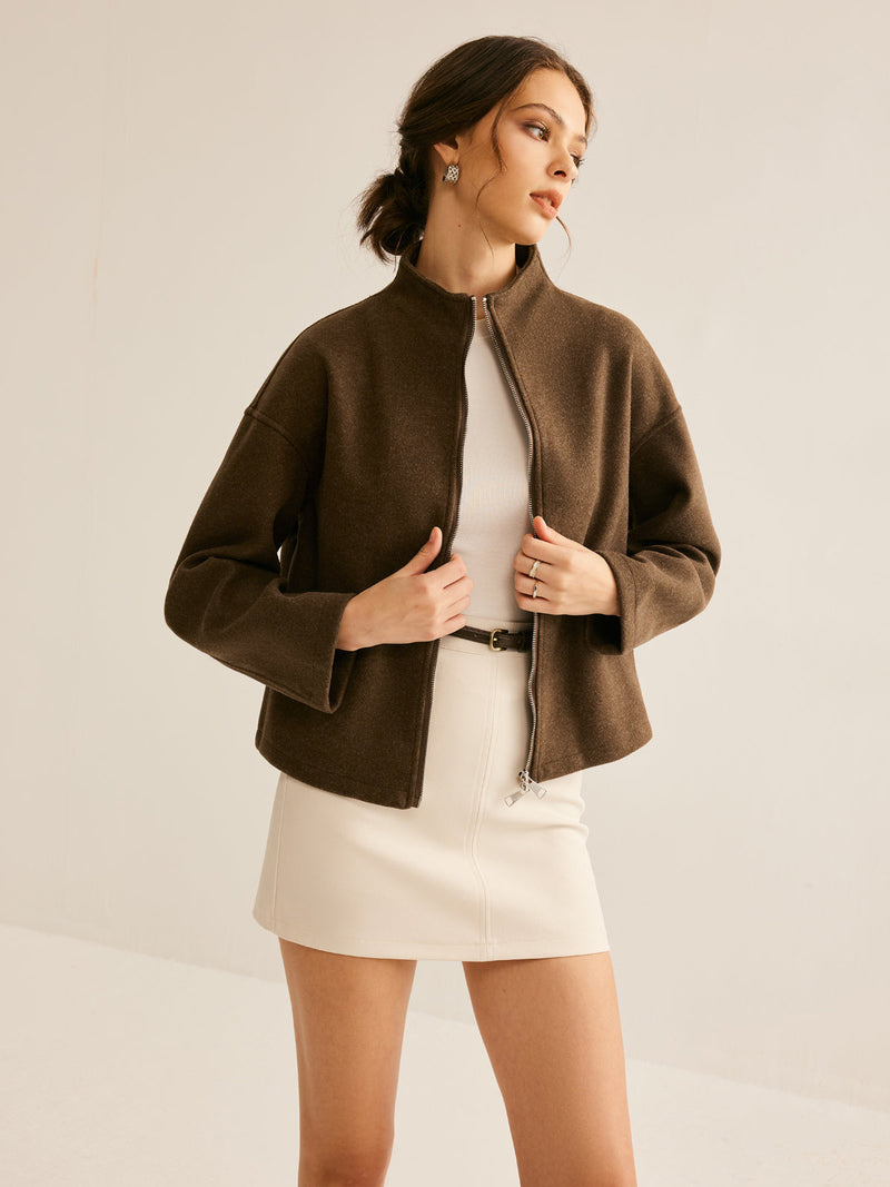 Bruine Zipper Jas voor Dames - Elena