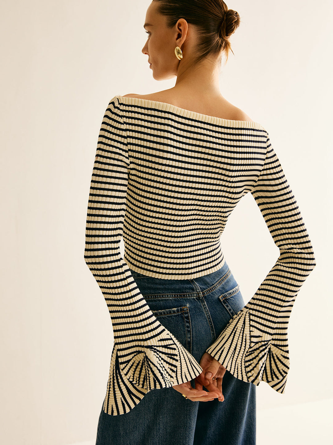 Cold-Shoulder Gestreept Shirt voor Dames - Selene