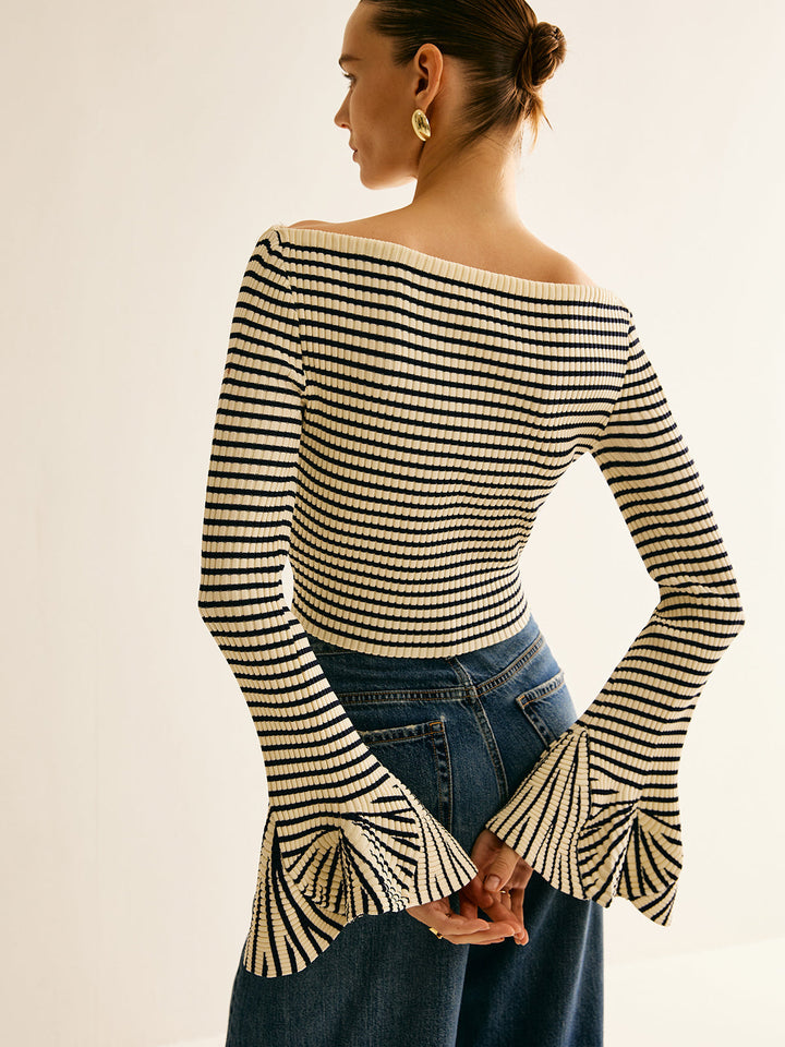 Cold-Shoulder Gestreept Shirt voor Dames - Selene