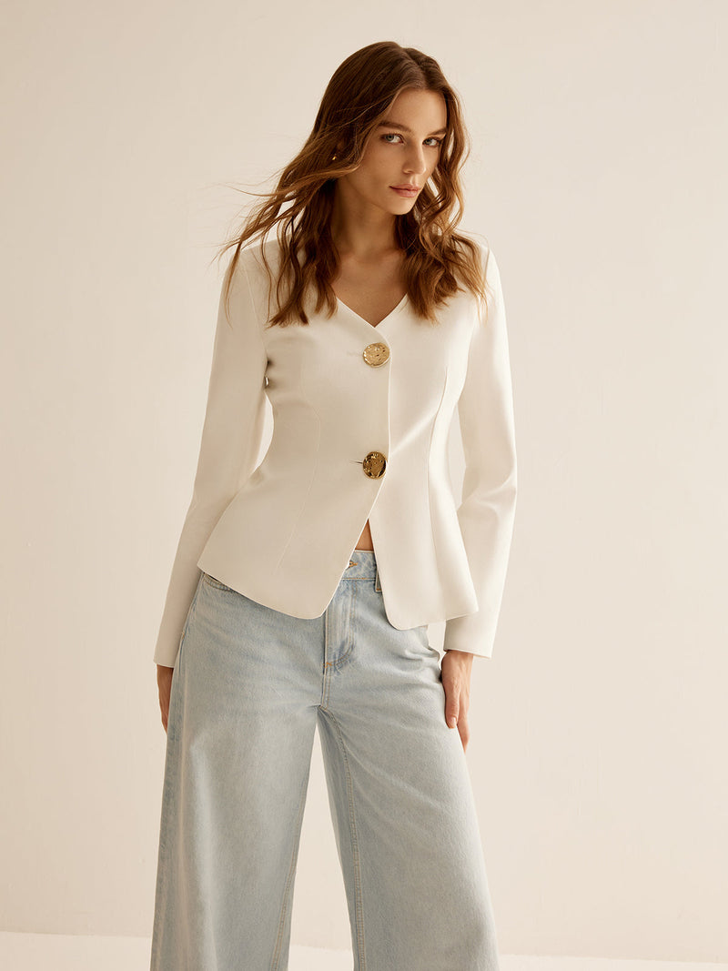 Witte Slimfit Dames Blazer - Clara