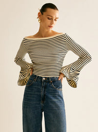Cold-Shoulder Gestreept Shirt voor Dames - Selene