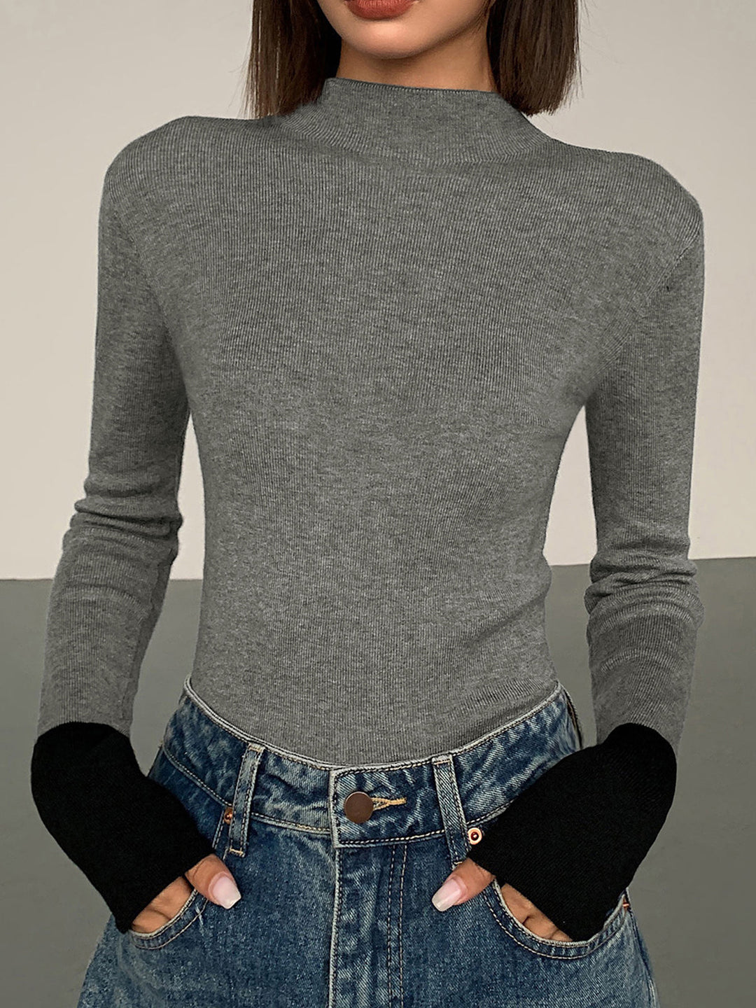 Long Sleeve Contrast Top voor Dames - Lana