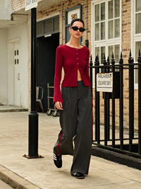 Trendy Krijtstreep High-Waist Broek - Liora