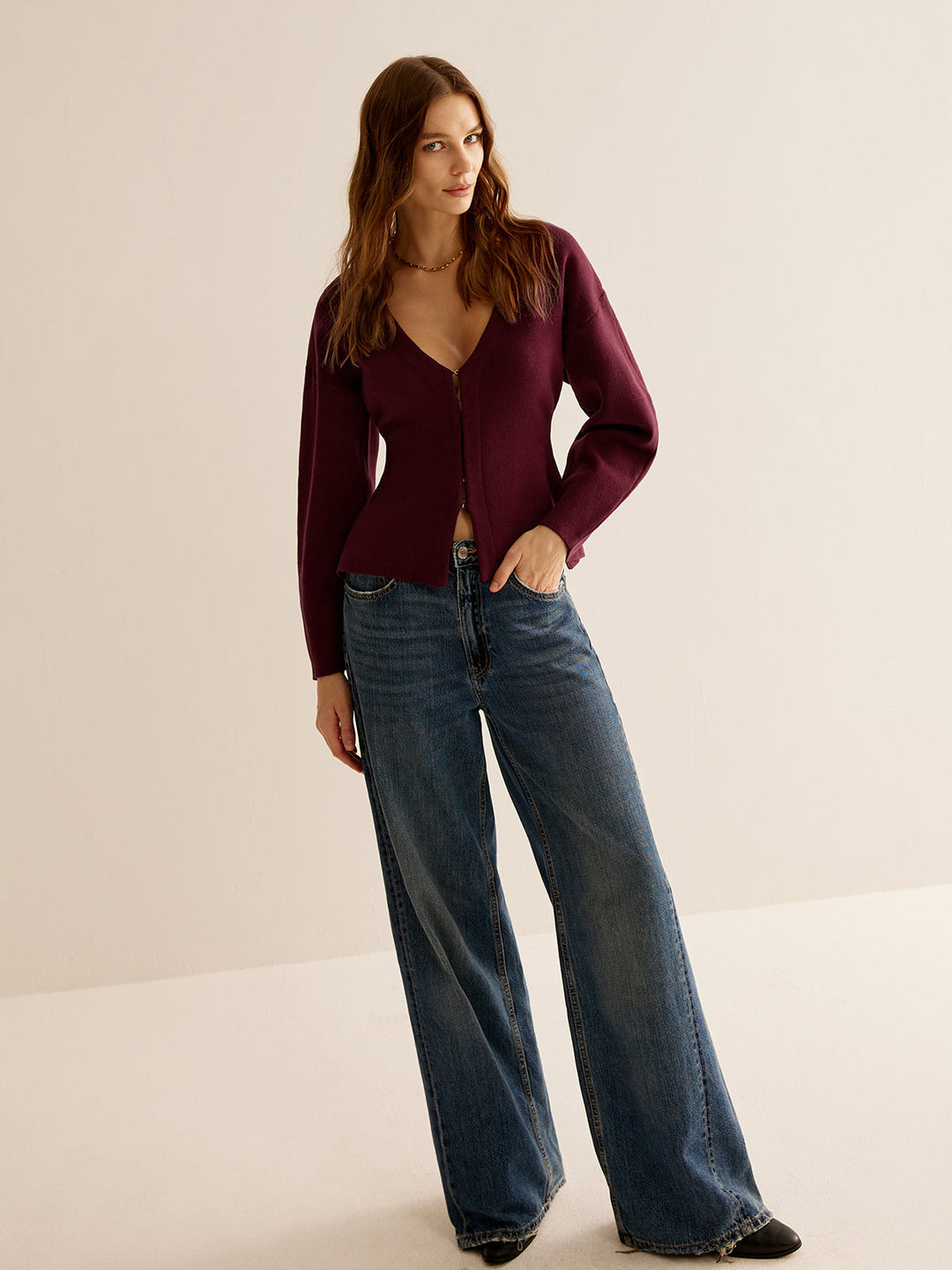 Sweater met V-Hals voor Dames - Celeste