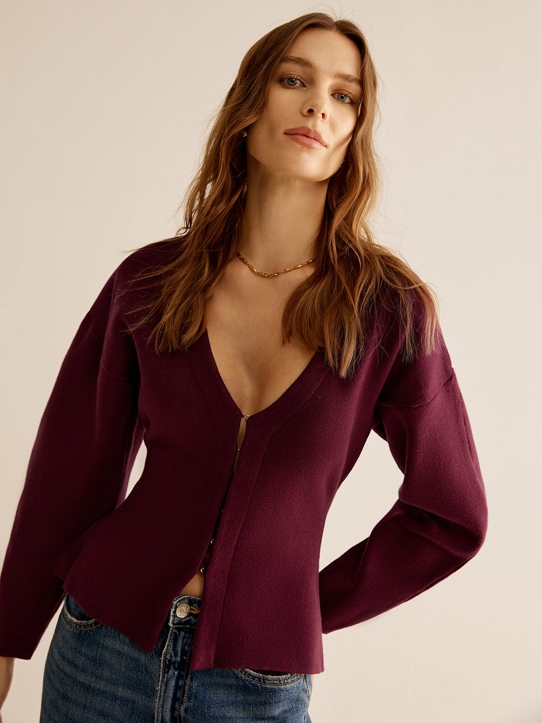 Sweater met V-Hals voor Dames - Celeste